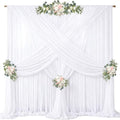 40ft x 10ft White Chiffon Backdrop Curtains, Wrinkle-Free Sheer Chiffon Fabric Photo Curtain Drapes for Wedding