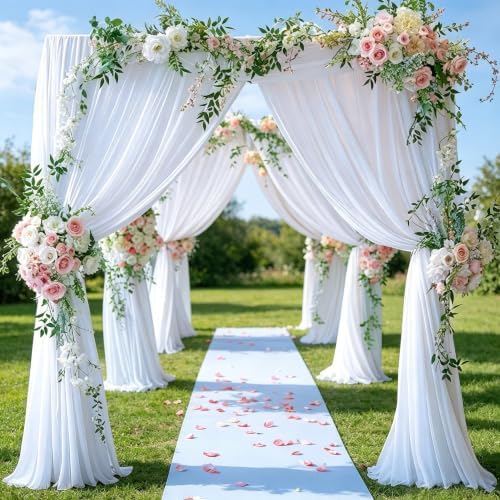40ft x 10ft White Chiffon Backdrop Curtains, Wrinkle-Free Sheer Chiffon Fabric Photo Curtain Drapes for Wedding, alternate