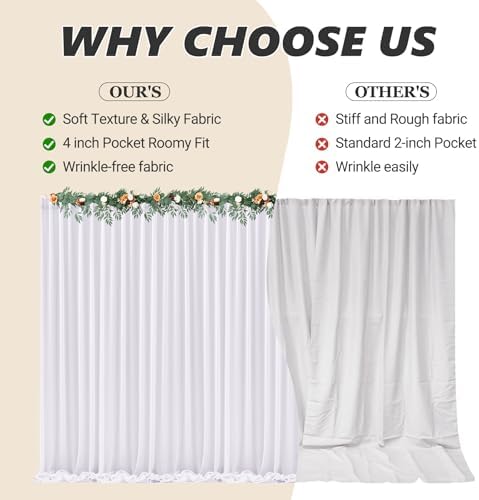 40ft x 10ft White Chiffon Backdrop Curtains, Wrinkle-Free Sheer Chiffon Fabric Photo Curtain Drapes for Wedding, alternate