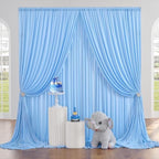 40ft x 10ft Wrinkle Free Baby Blue Backdrop Curtain for Boy Birthday Party,8 Panels 5×10ft Soft Silky Polyester, alternate