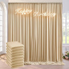 40ft x 10ft Wrinkle Free Beige Backdrop Curtains for Parties Weddings, 8 Panels 5×10ft Soft Silk Polyester Photo