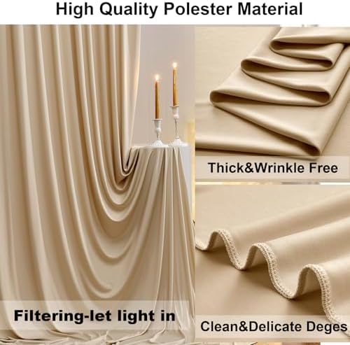 40ft x 10ft Wrinkle Free Beige Backdrop Curtains for Parties Weddings, 8 Panels 5×10ft Soft Silk Polyester Photo, alternate