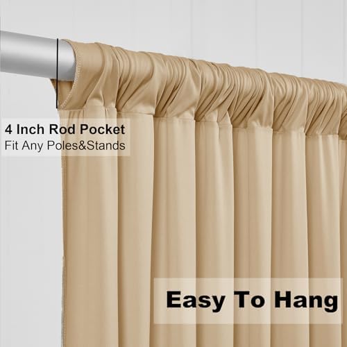 40ft x 10ft Wrinkle Free Beige Backdrop Curtains for Parties Weddings, 8 Panels 5×10ft Soft Silk Polyester Photo, alternate