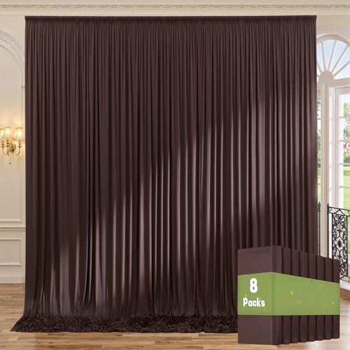 40ft x 10ft Wrinkle Free Brown Backdrop Curtains for Parties, 8 Panels 5x10ft Thick Fabric Backdrop Drapes for