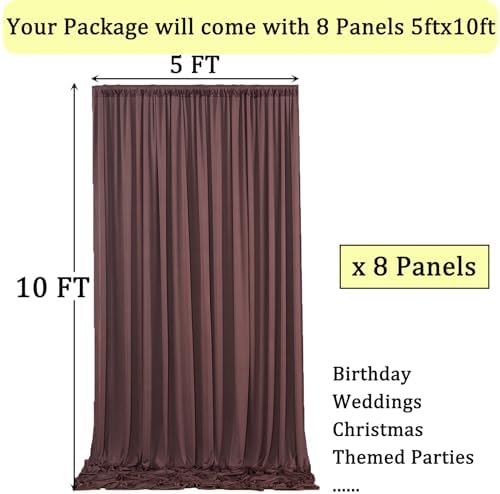 40ft x 10ft Wrinkle Free Brown Backdrop Curtains for Parties, 8 Panels 5x10ft Thick Fabric Backdrop Drapes for, alternate
