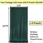 40ft x 10ft Wrinkle Free Hunter Green Backdrop Curtains for Parties, 8 Panels Polyester Green Photo Backdrop, alternate view