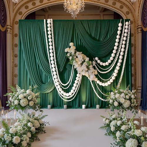 40ft x 10ft Wrinkle Free Hunter Green Backdrop Curtains for Parties, 8 Panels Polyester Green Photo Backdrop, alternate view