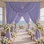 40ft x 10ft Wrinkle Free Lavender Backdrop Curtains for Parties, 8 Panels 5x10ft Polyester Purple Backdrop