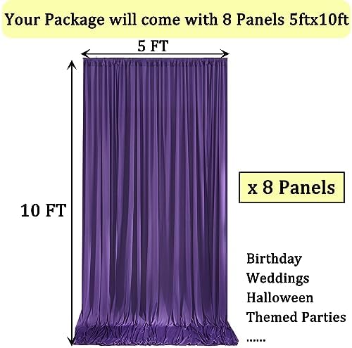 40ft x 10ft Wrinkle Free Purple Backdrop Curtains for Parties, 8 Panels 5x10ft Thick Fabric Purple Backdrop, alternate view 5