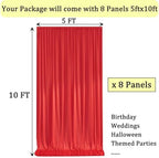 40ft x 10ft Wrinkle Free Red Backdrop Curtains for Parties, 8 Panels 5x10ft Silky Polyester Photo Backdrop, alternate view 6
