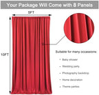 40ft x 10ft Wrinkle Free Red Backdrop Curtains for Parties, Polyester Photo Backdrop Drapes 8 Panels 5x10ft for, alternate