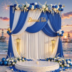 40ft x 10ft Wrinkle Free Royal Blue Backdrop Curtain for Party, Polyester Royal Blue Photo Backdrop Drapes 8, alternate view