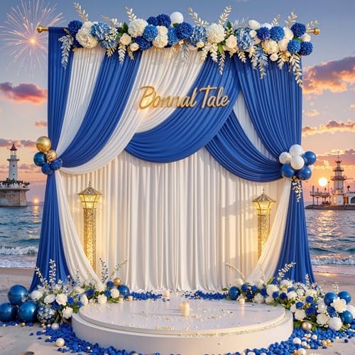 40ft x 10ft Wrinkle Free Royal Blue Backdrop Curtain for Party, Polyester Royal Blue Photo Backdrop Drapes 8, alternate view