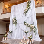 40ft x 15ft Long White Backdrop Curtains for Wedding Parties, Wrinkle Free Polyester 8 Panels 15 ft Photo