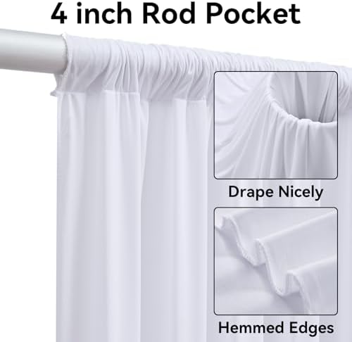 40ft x 15ft Long White Backdrop Curtains for Wedding Parties, Wrinkle Free Polyester 8 Panels 15 ft Photo, alternate view 2
