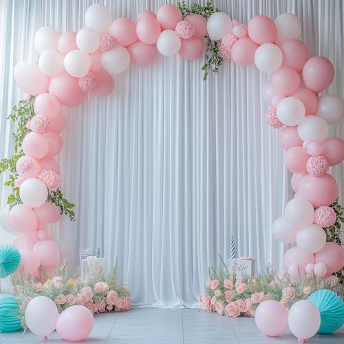 40ft x 15ft Long White Backdrop Curtains for Wedding Parties, Wrinkle Free Polyester 8 Panels 15 ft Photo, alternate view 6