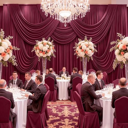 40FT x 15FT Wrinkle-Free Burgundy Backdrop Curtains for Wedding, 8 Panels Burgundy Fabric Photo Background, alternate view 4