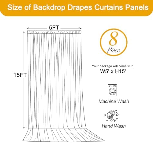 40FT x 15FT Wrinkle-Free Forest Green Backdrop Curtains, 8 Panels Emerald Green Fabric Photo Background Drapes, alternate