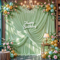 40FT x 15FT Wrinkle-Free Sage Green Backdrop Curtains for Wedding, 8 Panels Sage Green Fabric Photo Background