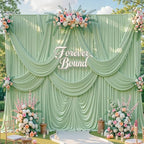 40FT x 15FT Wrinkle-Free Sage Green Backdrop Curtains for Wedding, 8 Panels Sage Green Fabric Photo Background, alternate