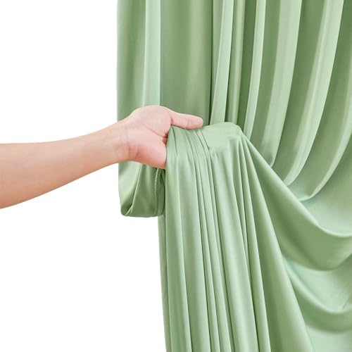 40FT x 15FT Wrinkle-Free Sage Green Backdrop Curtains for Wedding, 8 Panels Sage Green Fabric Photo Background, alternate