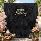 40ft x 8ft Black Backdrop Curtains, Wrinkle Free Fabric Drapes for Backdrop, Black Photo Backdrop Drapes for, alternate view
