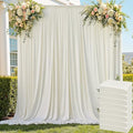 40ft x 8ft Wrinkle Free Ivory Backdrop Curtain for Parties, 8 Panels 5x8ft Silky Polyester Ivory Wedding