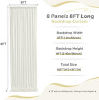 40ft x 8ft Wrinkle Free Ivory Backdrop Curtain for Parties, 8 Panels 5x8ft Silky Polyester Ivory Wedding, alternate view 5