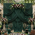 40ftx10ft Hunter Green Backdrop Curtains for Party Background, Wrinkle Free 8 Panels Silky Fabric Green Photo