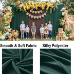 40ftx10ft Hunter Green Backdrop Curtains for Party Background, Wrinkle Free 8 Panels Silky Fabric Green Photo, alternate view
