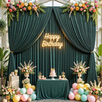 40ftx10ft Hunter Green Backdrop Curtains for Party Background, Wrinkle Free 8 Panels Silky Fabric Green Photo, alternate view