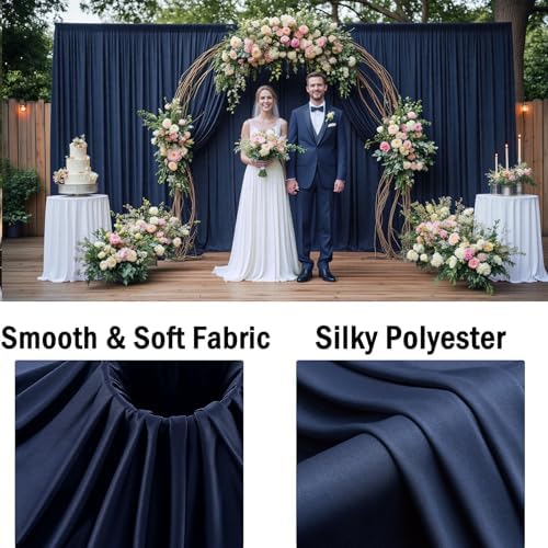 40ftx10ft Navy Blue Backdrop Curtains for Party Background, Wrinkle Free 8 Panels Silky Navy Photo Backdrop, alternate view 3
