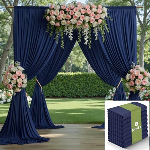 40ftx10ft Navy Blue Backdrop Curtains for Party Background, Wrinkle Free 8 Panels Silky Navy Photo Backdrop, alternate view 4