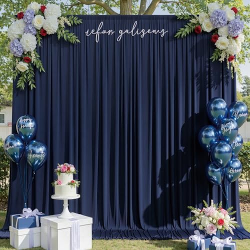 40ftx10ft Navy Blue Backdrop Curtains for Party Background, Wrinkle Free 8 Panels Silky Navy Photo Backdrop, alternate view 6