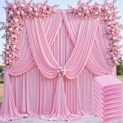 40ftx10ft Pink Backdrop Curtains for Parties, Wrinkle Free 8 Panels Silky Polyester Photo Backdrop Drapes Back, alternate