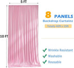 40ftx10ft Pink Backdrop Curtains for Parties, Wrinkle Free 8 Panels Silky Polyester Photo Backdrop Drapes Back, alternate