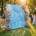 40ftx10ft Wrinkle Free Baby Blue Backdrop Curtains for Parties, 8 Panels Thick Polyester Backdrop Drapse for