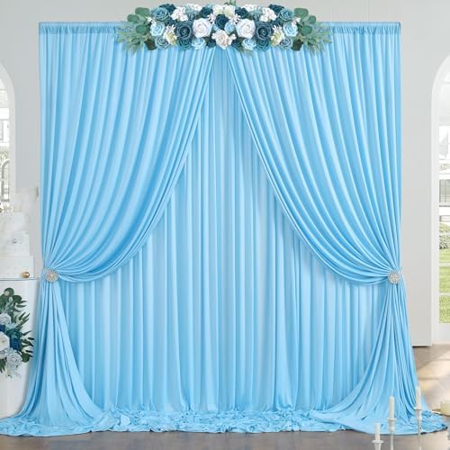 40ftx10ft Wrinkle Free Baby Blue Backdrop Curtains for Parties, 8 Panels Thick Polyester Backdrop Drapse for, alternate view