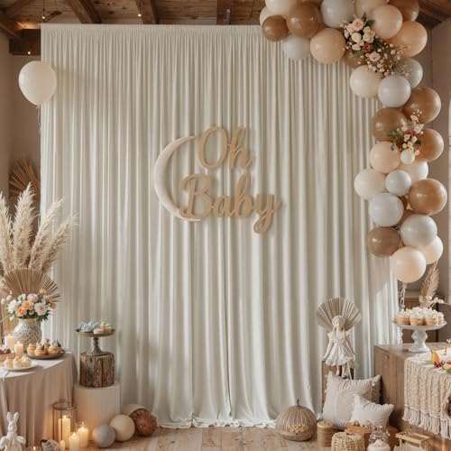 40ftx10ft Wrinkle Free Beige Backdrop Curtains for Parties, 8 Panels 5x10ft Silky Polyester Photo Backdrop, alternate view 3