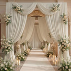 40ftx10ft Wrinkle Free Beige Backdrop Curtains for Parties, 8 Panels 5x10ft Silky Polyester Photo Backdrop, alternate view 5
