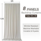 40ftx10ft Wrinkle Free Beige Backdrop Curtains for Parties, 8 Panels 5x10ft Silky Polyester Photo Backdrop, alternate view 6