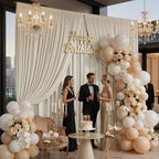 40ftx10ft Wrinkle Free Beige Backdrop Curtains for Parties, 8 Panels 5x10ft Silky Polyester Photo Backdrop, alternate view 7
