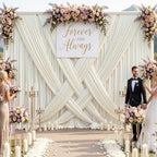 40ftx10ft Wrinkle Free Beige Backdrop Curtains for Parties, Silky Polyester Photo Backdrop Drapes 8 Panels