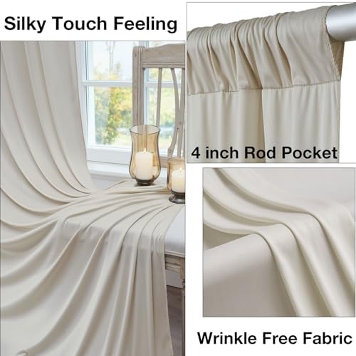 40ftx10ft Wrinkle Free Beige Backdrop Curtains for Parties, Silky Polyester Photo Backdrop Drapes 8 Panels, alternate view 2