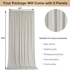 40ftx10ft Wrinkle Free Beige Backdrop Curtains for Parties, Silky Polyester Photo Backdrop Drapes 8 Panels, alternate view 3