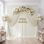 40ftx10ft Wrinkle Free Beige Backdrop Curtains for Parties, Silky Polyester Photo Backdrop Drapes 8 Panels, alternate view 5