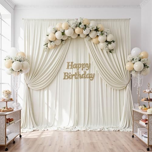 40ftx10ft Wrinkle Free Beige Backdrop Curtains for Parties, Silky Polyester Photo Backdrop Drapes 8 Panels, alternate view 5