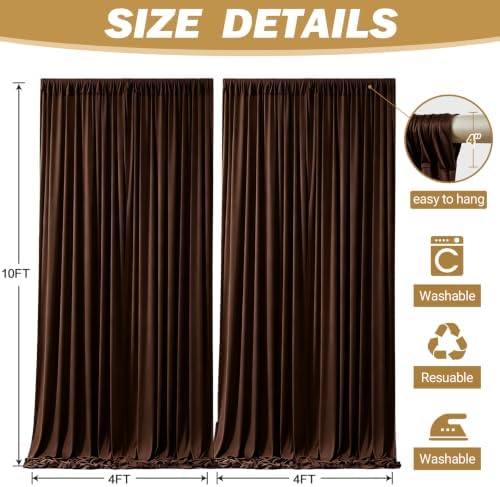 40ftx10ft Wrinkle Free Brown Backdrop Curtain - 10 Feet Photography Backdrop Drapes, Silky Polyester Back Drop, alternate