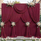 40ftx10ft Wrinkle Free Burgundy Backdrop Curtain - 10 Feet Photography Backdrop Drapes, Silky Polyester Back