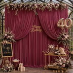 40ftx10ft Wrinkle Free Burgundy Backdrop Curtain - 10 Feet Photography Backdrop Drapes, Silky Polyester Back, alternate view